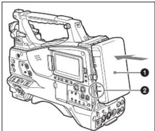 SONY PXW-X500 - Einsetzen des Akkusatzes - 1
