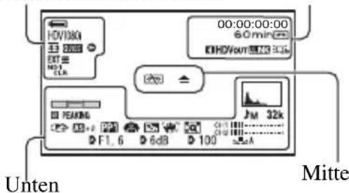 SONY HVR-S270E - Anzeigen bei verschiedenen Einstellungen - 1