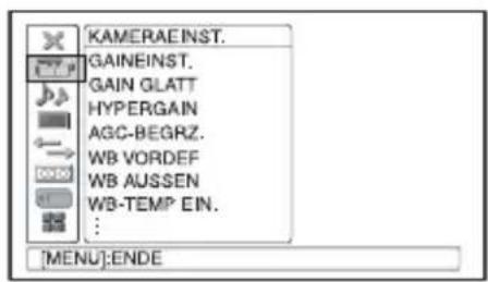 SONY HVR-S270E - Stellen Sie den MENU/STATUS-Schalter auf MENU. - 1