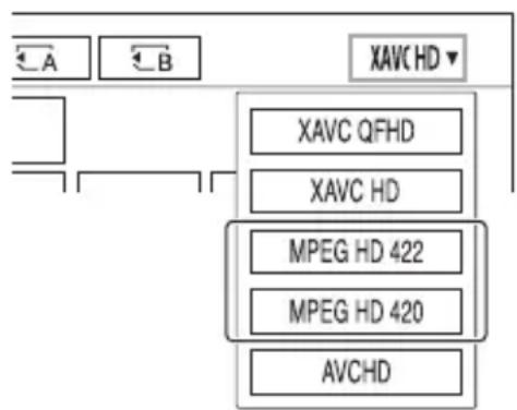SONY PXW-FS5M2K - Sie können den Wiedergabemodus im Miniaturbild-Bildschirm auf [MPEG HD 422] oder [MPEG HD 420] stellen. - 1