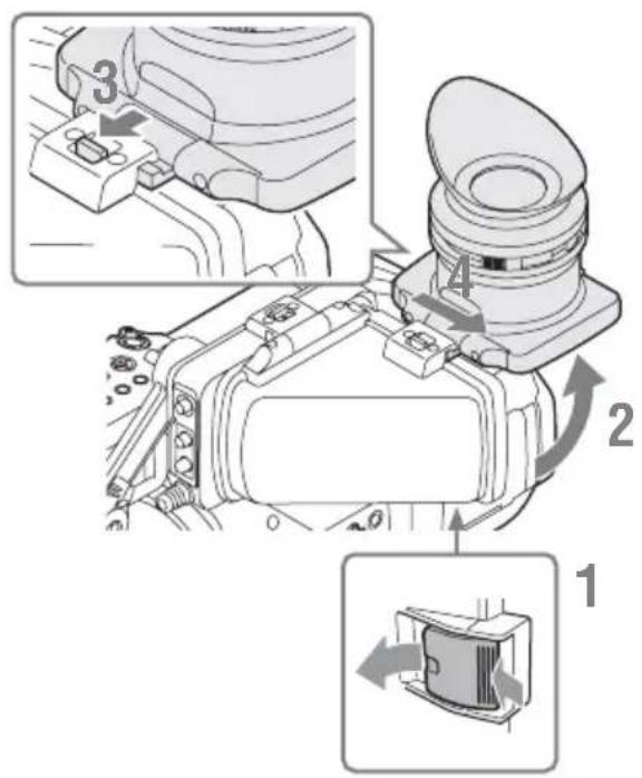 SONY PMW-300K1 - So öffnen Sie das Okular - 2