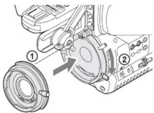SONY PMW-300K1 - Anbringen des beim PMW-300K2 mitgelieferten Objektivs - 1