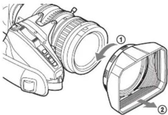 SONY PMW-300K1 - So nehmen Sie die Gegenlichtblende ab - 1
