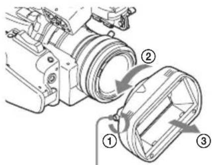 SONY PMW-300K1 - So nehmen Sie die Gegenlichtblende ab - 1