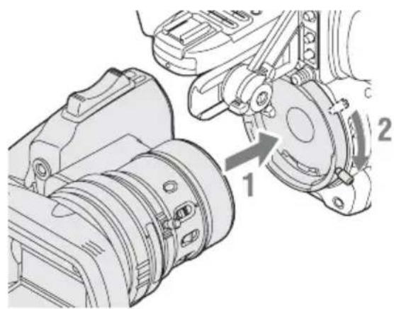 SONY PMW-300K1 - Anbringen des beim PMW-300K1 mitgelieferten Objektivs - 1