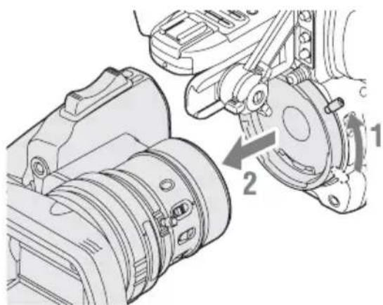SONY PMW-300K1 - Abnehmen des beim PMW-300K1 mitgelieferten Objektivs - 1