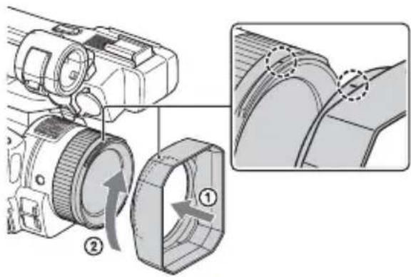SONY PXW-Z90T - Anbringen der Gegenlichtblende - 1