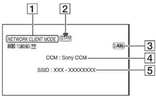 graph TD A["1 NETWORK CLIENT MODE"] --> B["2 STM"] B --> C["3 CCM : Sony CCM"] B --> D["4 SSID : XXX - XXXXXXXX"] B --> E["5"]