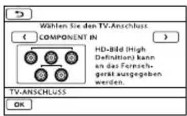 Wählen Sie den TV-Anschluss COMPONENT IN HD-Bild (High Definition) kann an das Fernsch- gerät ausgegeben werden. TV-ANSCHLUSS OK