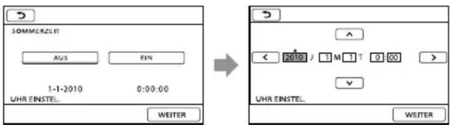 SOMMERZEIT AUS EIN 1-1-2010 0:00:00 UHR EINSTEL WEITER UHR EINSTEL WEITER
