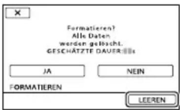 Formatieren? Alle Daten werden gelbacht. GESCHÄTZTE DAUER JA NEIN FORMATIEREN LEEREN
