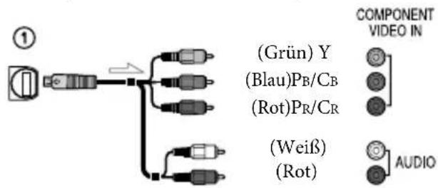 (Grün) Y (Blau)PB/CB (Rot)PR/CR (Weiß) (Rot) COMPONENT VIDEO IN AUDIO