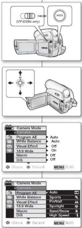 SAMSUNG VP-D391i - EINSTELLUNG DES PROGRAMMS AE (PROGRAM AE) - 1