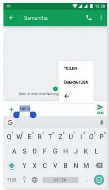 bq Aquaris V Plus - Textauswahl - 2
