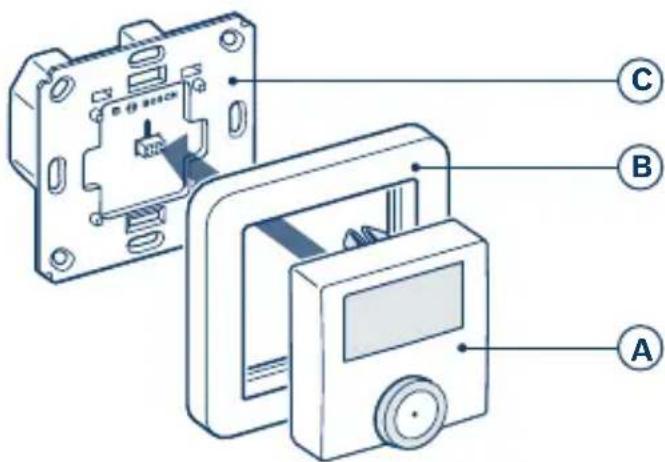 BOSCH Room thermostat 230V - Aufsetzen der Bedieneinheit und Inbetriebnahme - 1