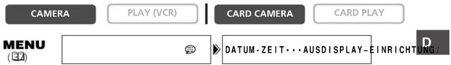 CAMERA PLAY (VCR) CARD CAMERA CARD PLAY MENU (37) DATUM-ZEIT...AUSDISPLAY-EINRICHTUNG/