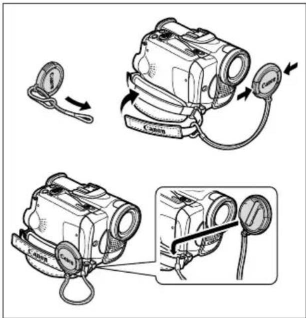 CANON MVX250i - Anbringen des Objektivdeckels - 1