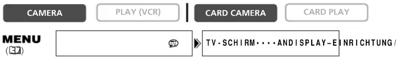 CAMERA PLAY (VCR) CARD CAMERA CARD PLAY MENU (37) TV - SCHIRM • • • ANDISPLAY - EINRICHTUNG /
