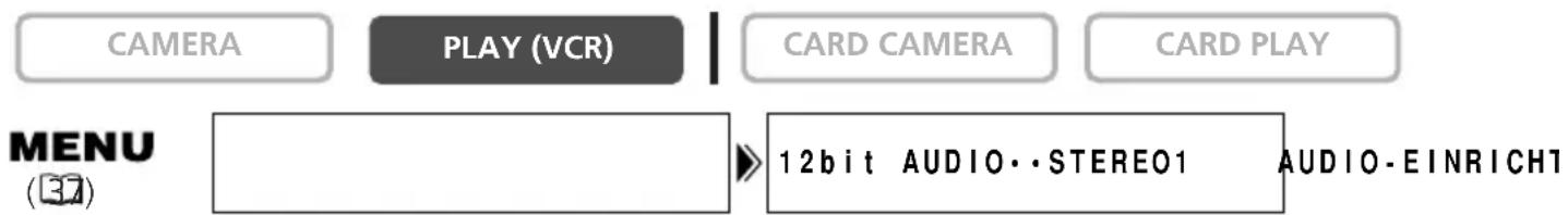 CAMERA PLAY (VCR) CARD CAMERA CARD PLAY MENU (37) 12 bit AUDIO • • STEREO1 AUDIO - EINRICHT