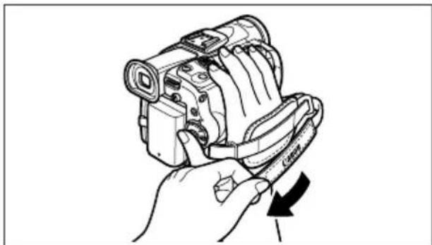 CANON MVX250i - Einstellen des Griffriemens - 1