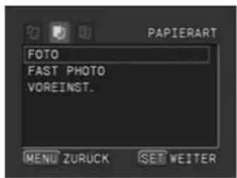 FOTO FAST PHOTO VOREINST. MENU ZURUCK SET WEITER