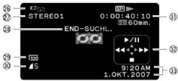 26 27 STEREO1 28 END-SUCHL. 30 320 33 S SP 0:00:40:10 60min. 9:20AM 1.OKT.2007