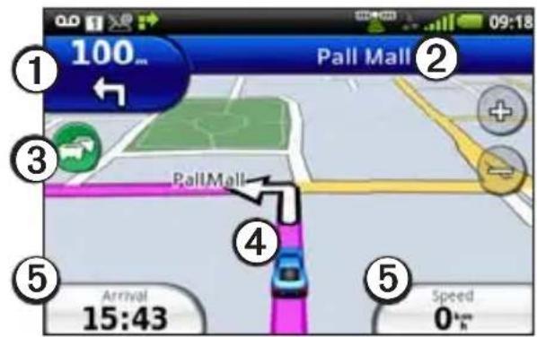 Garmin-Asus A10 - Using the map to navigate in Driving mode - 1