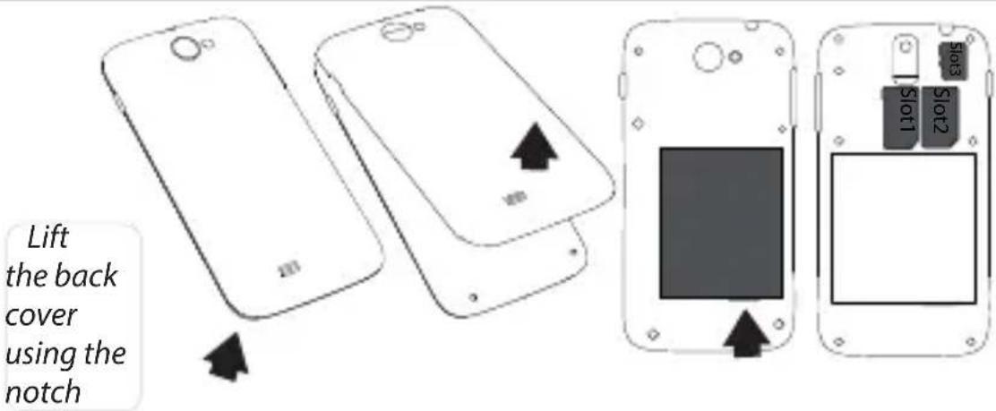 Lift the back cover using the notch