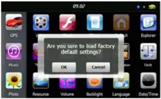 09.02 Are you sure to load factory default settings? OK Cancel