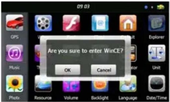 09 03 Are you sure to enter WinCE? OK Cancel