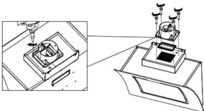 Technical line drawing showing a mechanical assembly with a tool and a base component (no text or symbols)