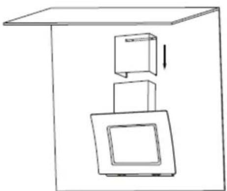 Simple line drawing of a cabinet with two boxes and one square, no text or symbols present