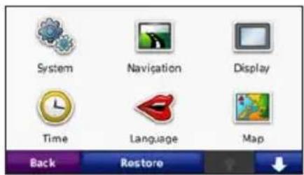 GARMIN nüvi 705 - Touch Tools > Settings. - 1