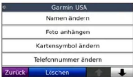 Garmin USA Namen ändern Foto anhängen Kartensymbol ändern Telefonnummer ändern Zurück Löschen