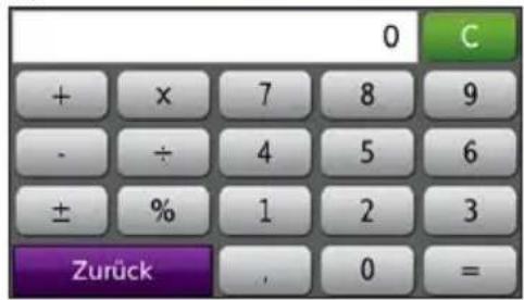 0 + × 7 8 9 - ÷ 4 5 6 ± % 1 2 3 Zurück . 0 =