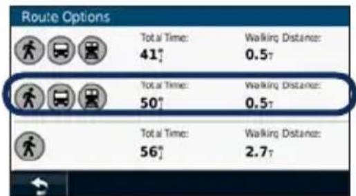 GARMIN nüvi 1260 - Using the Route Options Page - 1