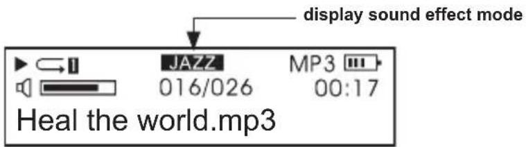 display sound effect mode JAZZ 016/026 MP3 00:17 Heal the world.mp3