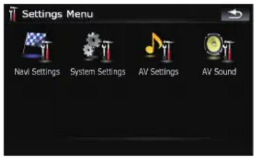 Settings Menu Navi Settings System Settings AV Settings AV Sound