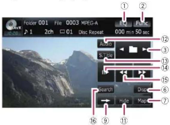 Folder 001 File 0003 MPEG-A 1 2ch 01 Disc Repeat 000 min 50 sec Audio S.Title Search Hide Map ① ② ③ ④ ⑤ ⑥ ⑦ ⑧ ⑨ ⑪