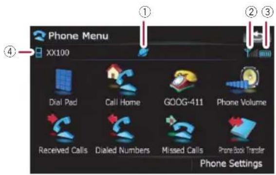 Phone Menu XX100 ① ② ③ ④ Dial Pad Call Home GOOG-411 Phone Volume Received Calls Dialed Numbers Missed Calls Phone Book Transfer Phone Settings