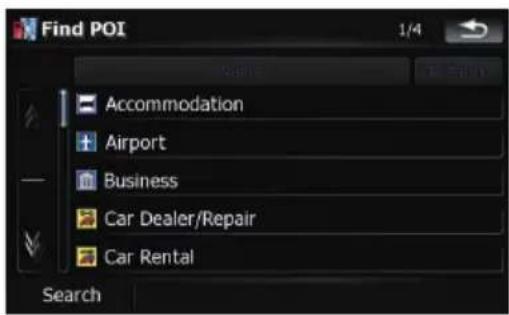 Find POI 1/4 Accommodation Airport Business Car Dealer/Repair Car Rental Search