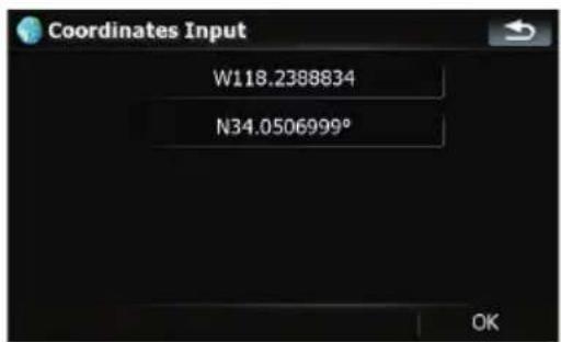 Coordinates Input W118.2388834 N34.0506999° OK