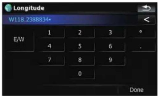 Longitude W118.2388834· E/W 1 2 3 ° 4 5 6 . 7 8 9 . 0 Done