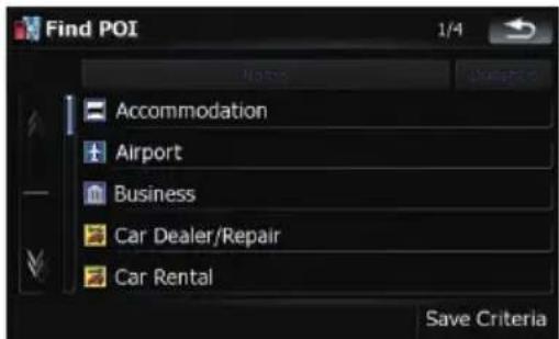 Find POI 1/4 Notice Sale Accommodation Airport Business Car Dealer/Repair Car Rental Save Criteria