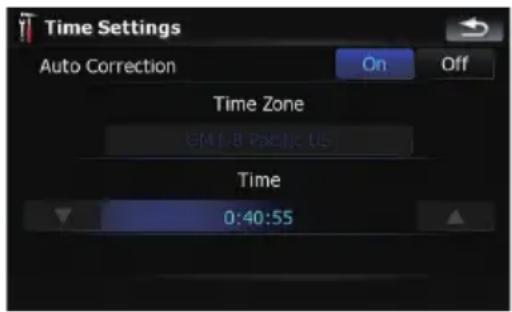 Time Settings Auto Correction On Off Time Zone GM/F-B Pacific US Time 0:40:55