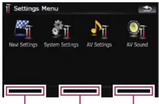 Settings Menu Navi Settings System Settings AV Settings AV Sound