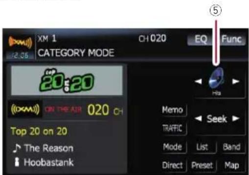 XM 1 CATEGORY MODE CH 020 EQ Func top 20 (OXM) ON THE AIR 020 CH Top 20 on 20 The Reason Hoobastank Memo TRAFFIC Mode List Band Direct Preset Map