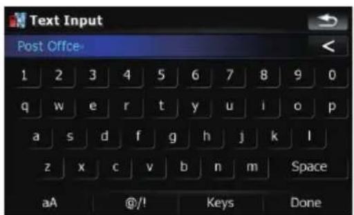 Text Input Post Office 1 2 3 4 5 6 7 8 9 0 q w e r t y u i o p a s d f g h j k l z x c v b n m Space aA @/l Keys Done