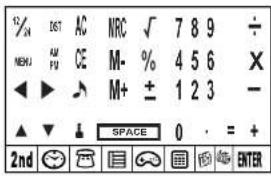 1/2 MENI EGT AC NRC ✓ 7 8 9 ÷ M CE M- % 4 5 6 X M+ ± 1 2 3 - ▲ ▼ ↓ SPACE 0 · = + 2nd