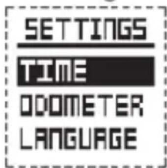 SETTINGS TIME ODOMETER LANGUAGE